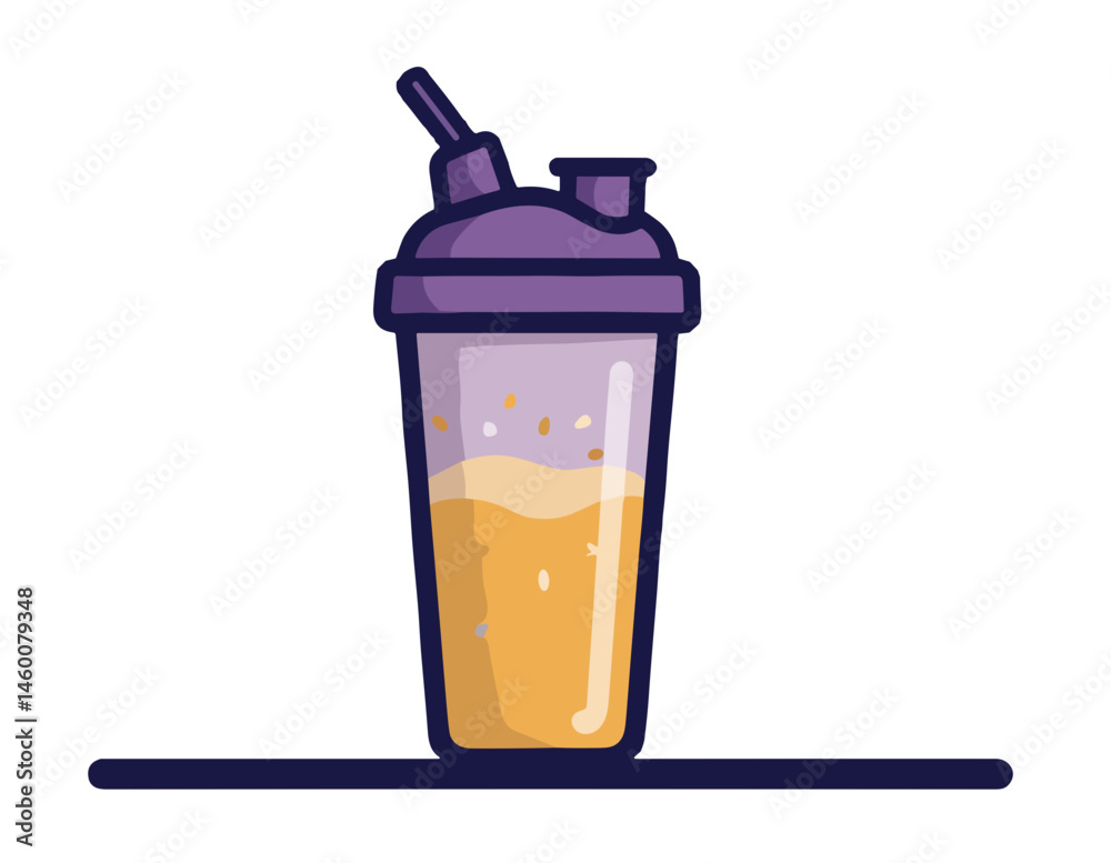 Protein Shake in a Purple Shaker Bottle Protein Shake in a Purple Shaker Bottle