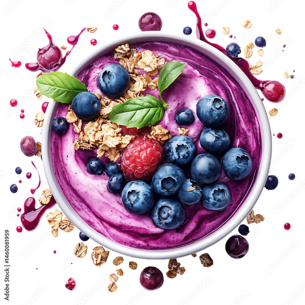 Bowl of Blueberry and Raspberry Burst Isolated on Transparent Background Bowl of Blueberry and Raspberry Burst Isolated on Transparent Background