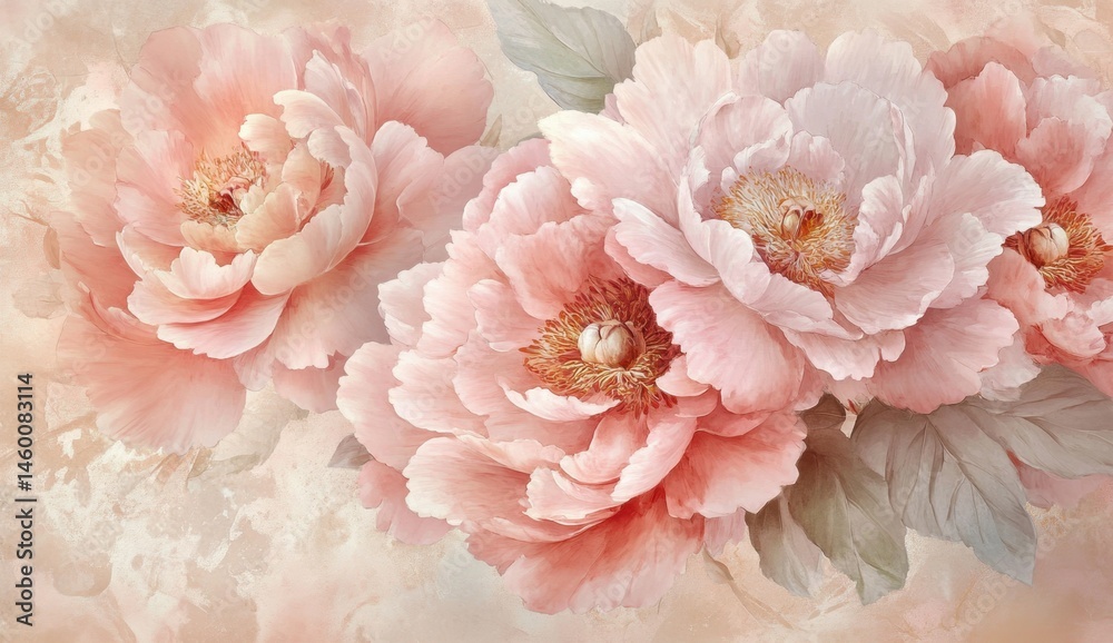 custom made wallpaper toronto digitalDelicate blush pink peonies in soft, pastel tones