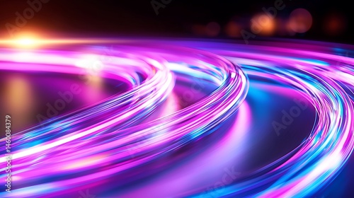 Abstract Glowing Concentric Circles in Purple Blue and Pink
