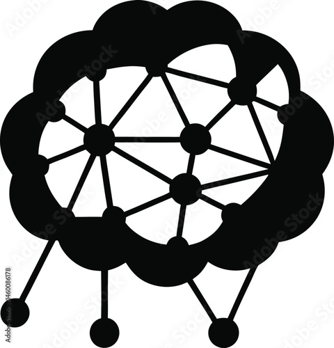 neural network brain black silhouette