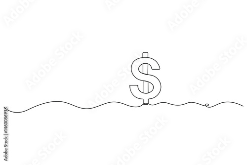 Minimal One Line Dollar Sign Vector – Continuous Line Money Symbol for Finance and Business