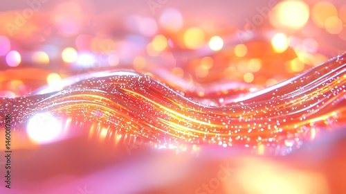 Abstract Glowing Orange and Pink Waves Background