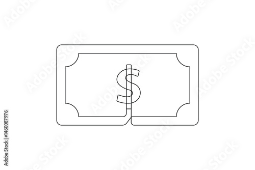Minimal One Line Dollar Sign Vector – Continuous Line Money Symbol for Finance and Business