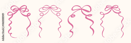 Vintage frame set with ribbons. Template for wedding, birthday, party invitations, prints, birthday card. Romantic girly vibe