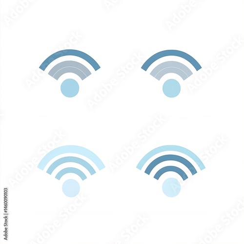 Abstract Connection Icons with Circles and Curves, Network Symbols, Technology Connectivity Illustration, Modern Design.