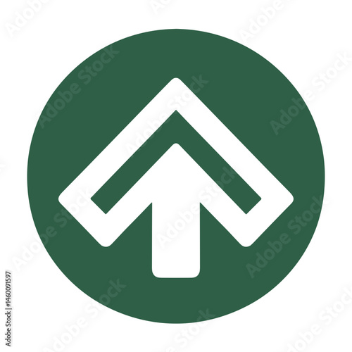 Green upward arrow logo design on circular background  