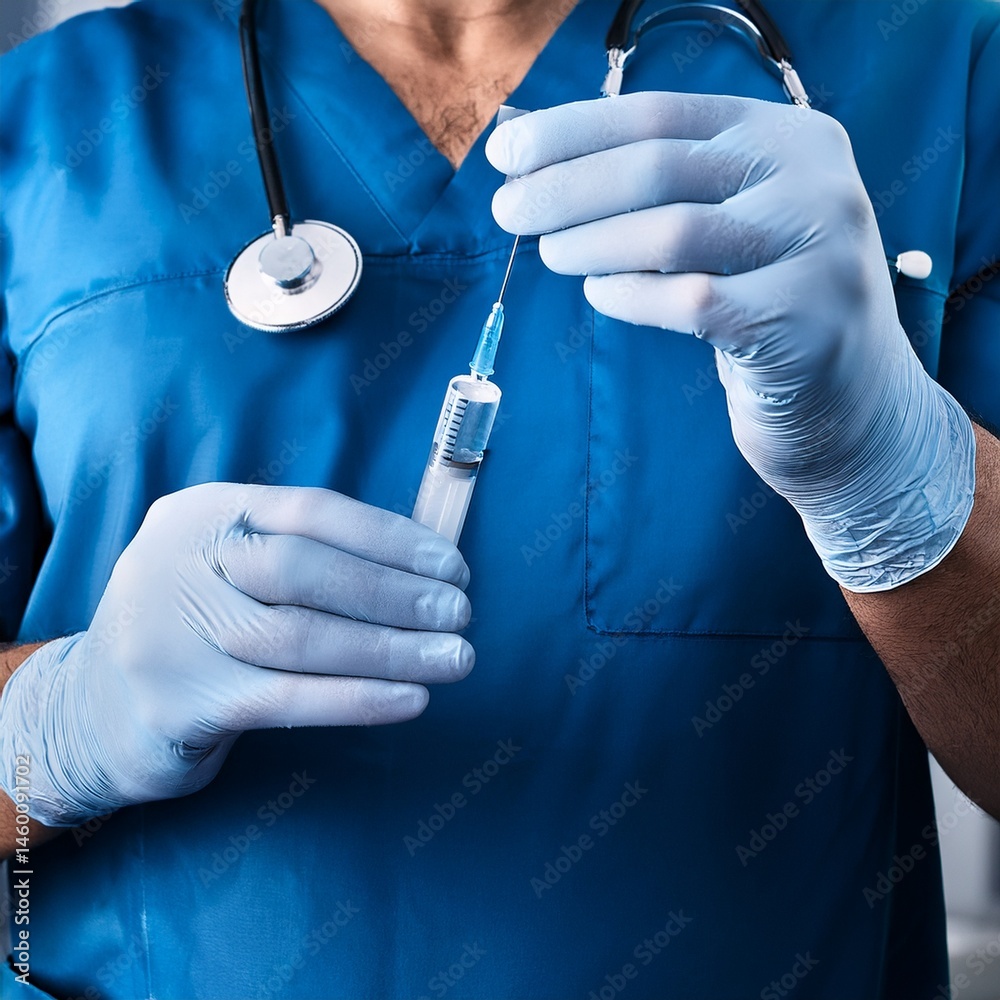 hands of a nurse loading a syringe AI generated hands of a nurse loading a syringe AI generated