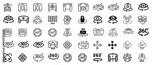 Collection of 360 degree and virtual reality icons