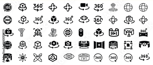 Collection of 360 degree virtual reality icons