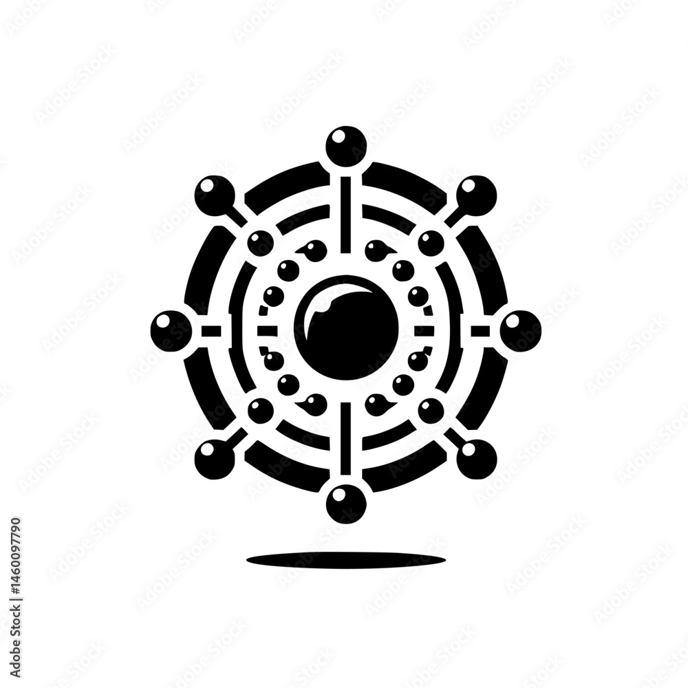Abstract Geometric Wheel Illustration: Black & White, Minimalist Design Abstract Geometric Wheel Illustration: Black & White, Minimalist Design