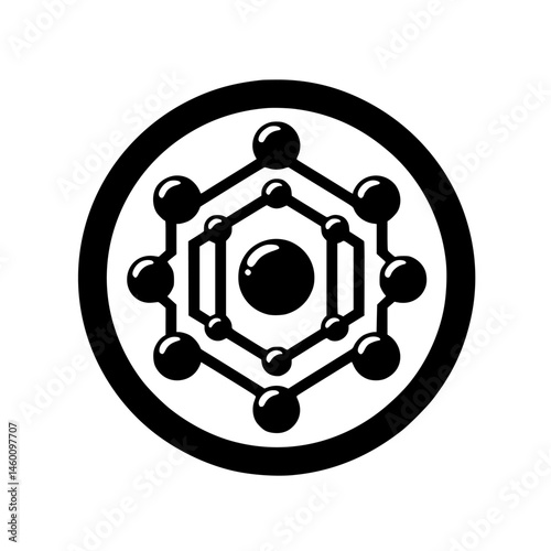 Abstract Molecular Symbol in Circle - Minimalist Design