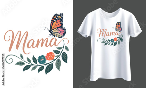 Mama Butterfly Floral Shirt Elegant Mother’s Day Gift for Nature Lovers