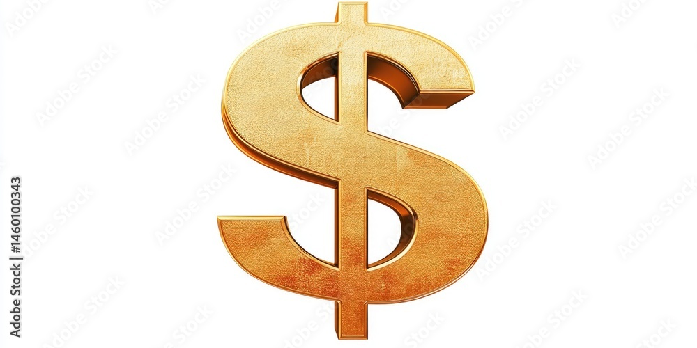 Fototapeta premium Golden Dollar Sign: 3D Render of a Luxurious Currency Symbol