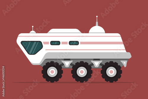 Mars rover icon. Lunar rover. Colored silhouette. Side view. Vector simple flat graphic illustration. Isolated object on red background. Isolate.