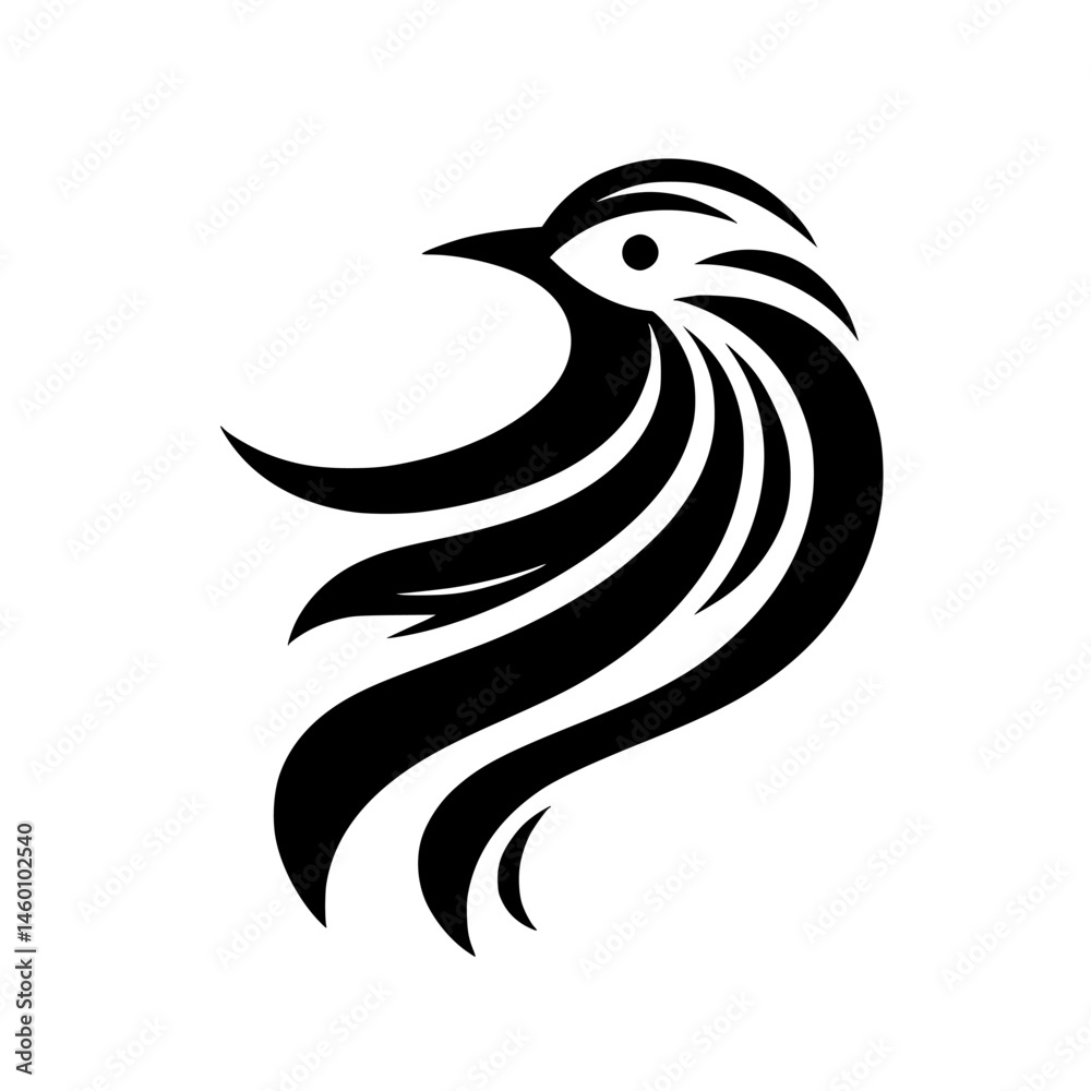 Fototapeta premium Abstract Bird Logo: Black and White Minimalist Design