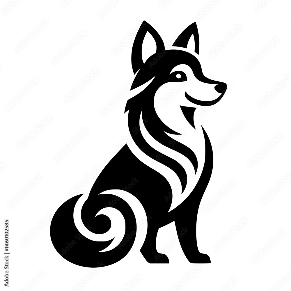 Fototapeta premium Stylized Black and White Husky Logo Design