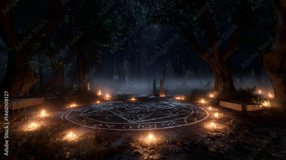 Enchanted Forest Clearing at Midnight Dark Fantasy Art Enchanted Forest Clearing at Midnight Dark Fantasy Art