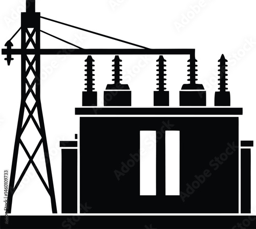silhouette of a power station