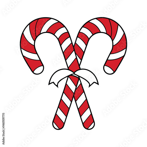 a candy canes line art vector art illustration