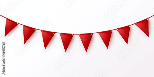 Vibrant Red Bunting Festive Decoration Party Celebration Hanging Triangles