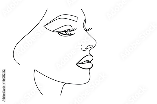 Elegant line art portrait of a woman's face in profile depicting beauty and grace with detailed features