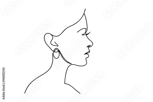 Elegant continuous line art illustration of a woman's profile showing the simplicity and beauty of a female form