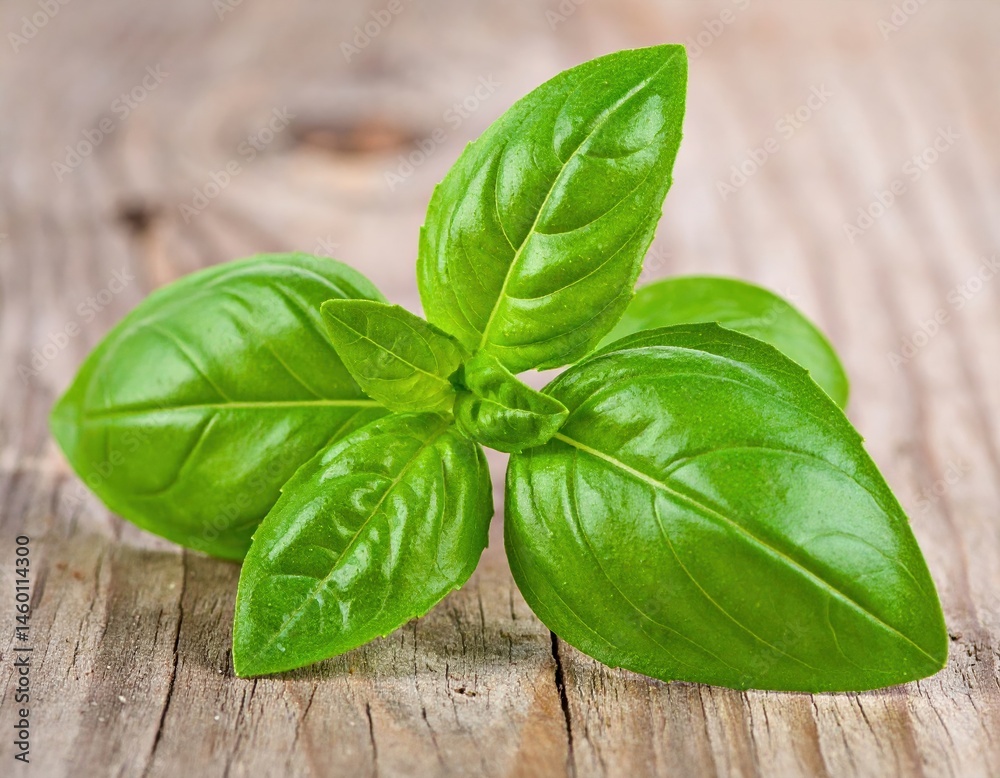 Fototapeta premium Fresh basil, spice photo, organic food. 