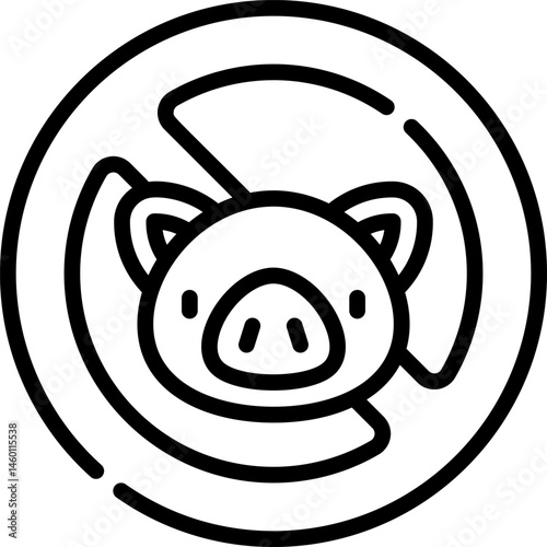 no pork illustration on a white background    