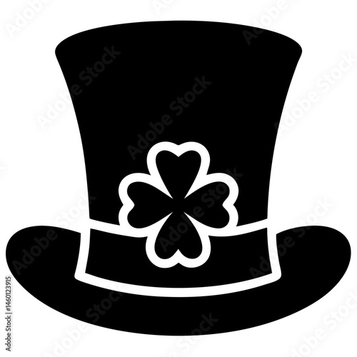 solid black  Hat Vector, Irish Festival Hat Line Art vector illustration