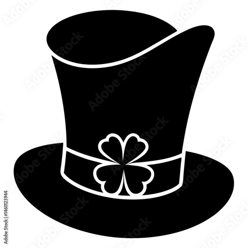 solid black  Hat Vector, Irish Festival Hat Line Art vector illustration