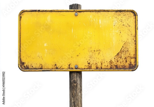 Empty yellow rusty road sign photo