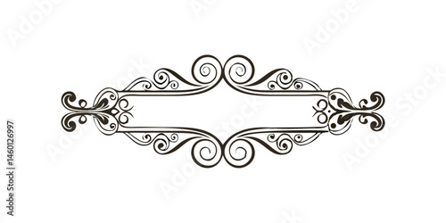 Vintage scroll divider with symmetrical floral ornaments