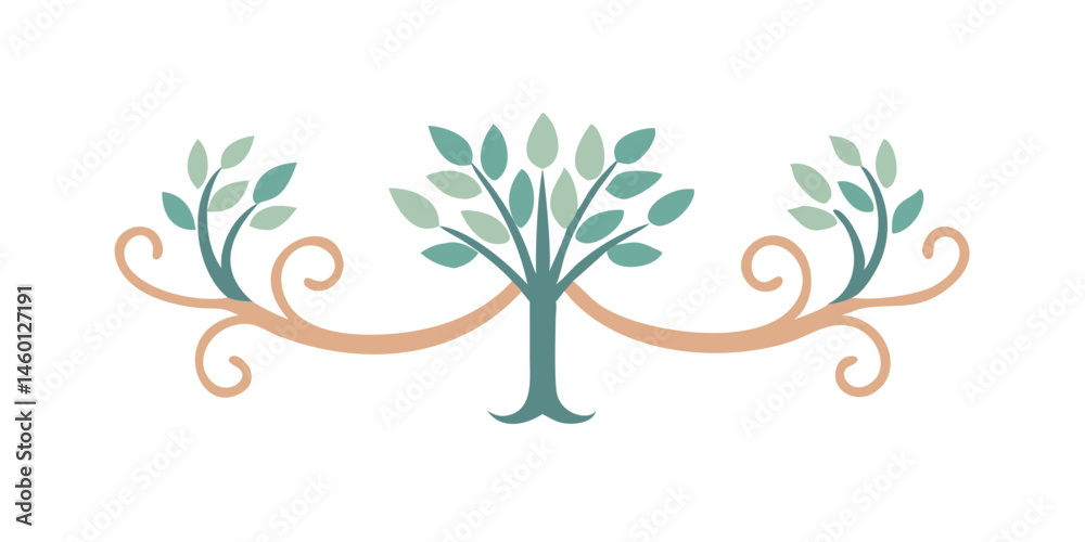 Obraz premium Decorative tree with spiral branches and leafy tips