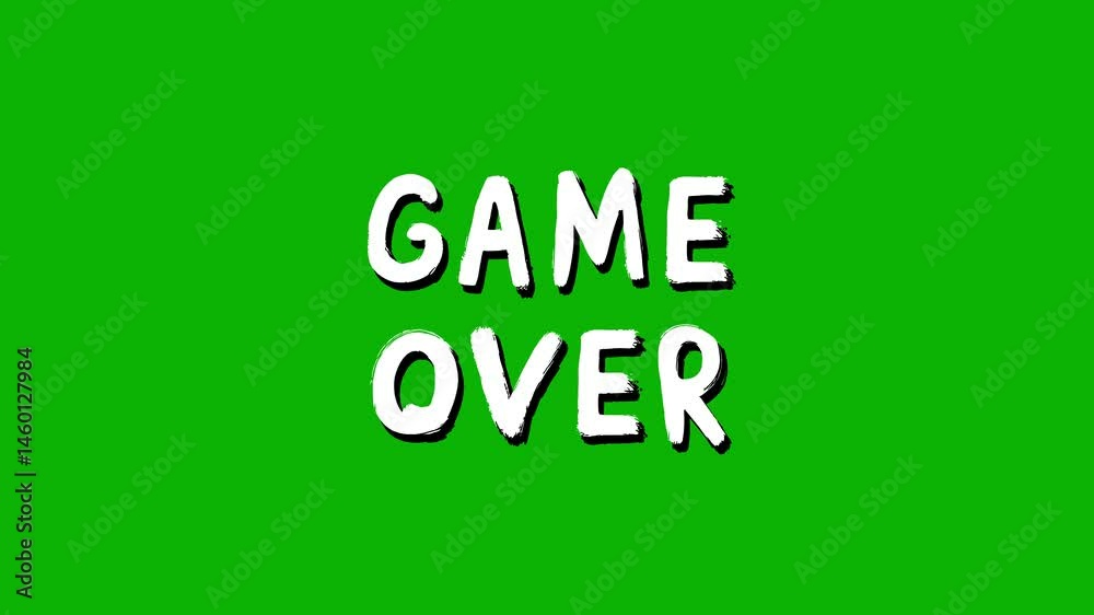 Animated White Text “GAME OVER” in Bold Handwritten Font – Isolated on Green Screen Chroma Key Background Animated White Text “GAME OVER” in Bold Handwritten Font – Isolated on Green Screen Chroma Key Background