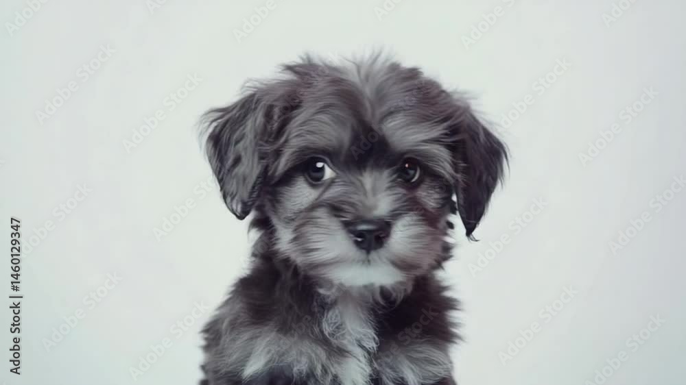 Adorable Gray Puppy Portrait: A Fluffy Friend Adorable Gray Puppy Portrait: A Fluffy Friend
