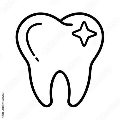 Tooth illustration with star sparkle design in minimal style  