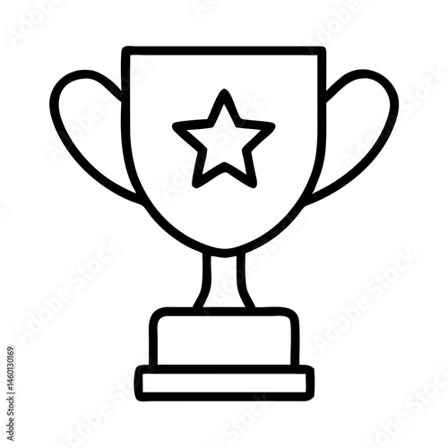 Trophy award symbol with star in minimalistic outline design  