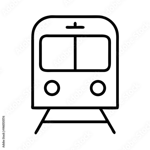 Train illustration in minimalistic style, black and white design  