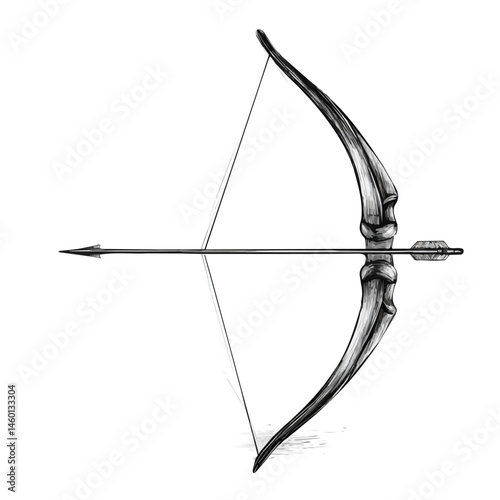 2D flat vector illustration of Archery Bow, isolated on a white background.