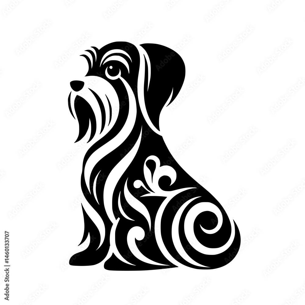custom made wallpaper toronto digitalOrnamental Schnauzer Silhouette: Black & White Tribal Vector