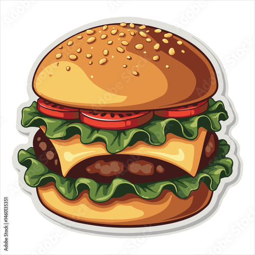 A cartoon of a great hamburger that is isolated