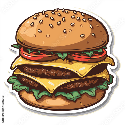 Cartoon graphic icon logo image of a sandwich cheeseburger