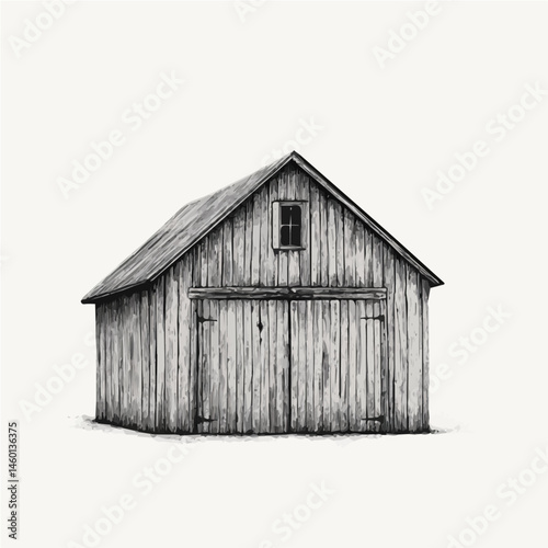 2D flat vector illustration of Barn, isolated on a white background.