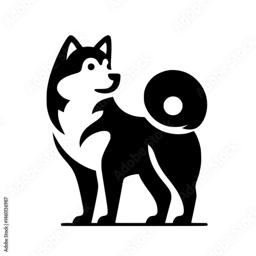 Stylized Black & White Shiba Inu Logo Design