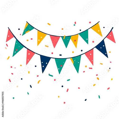 Birthday Party Streamer 2D flat vector illustration, isolated on a white background.
