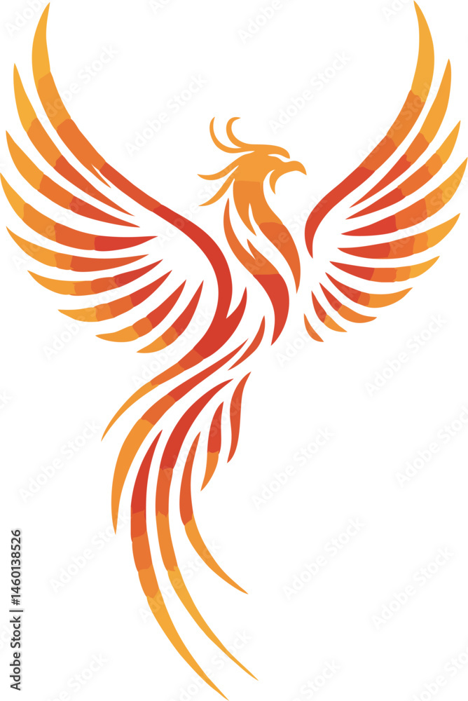 Obraz premium Circular Phoenix Tattoo Forming Eternal Cycle in Minimal Style