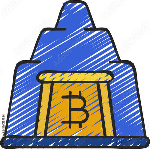 bitcoin mine illustration on a white background     