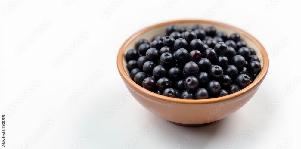 A bowl of dark tapioca pearls, isolated on white background , food photography, gastronomy