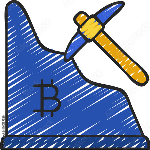 bitcoin mining illustration on a white background     
